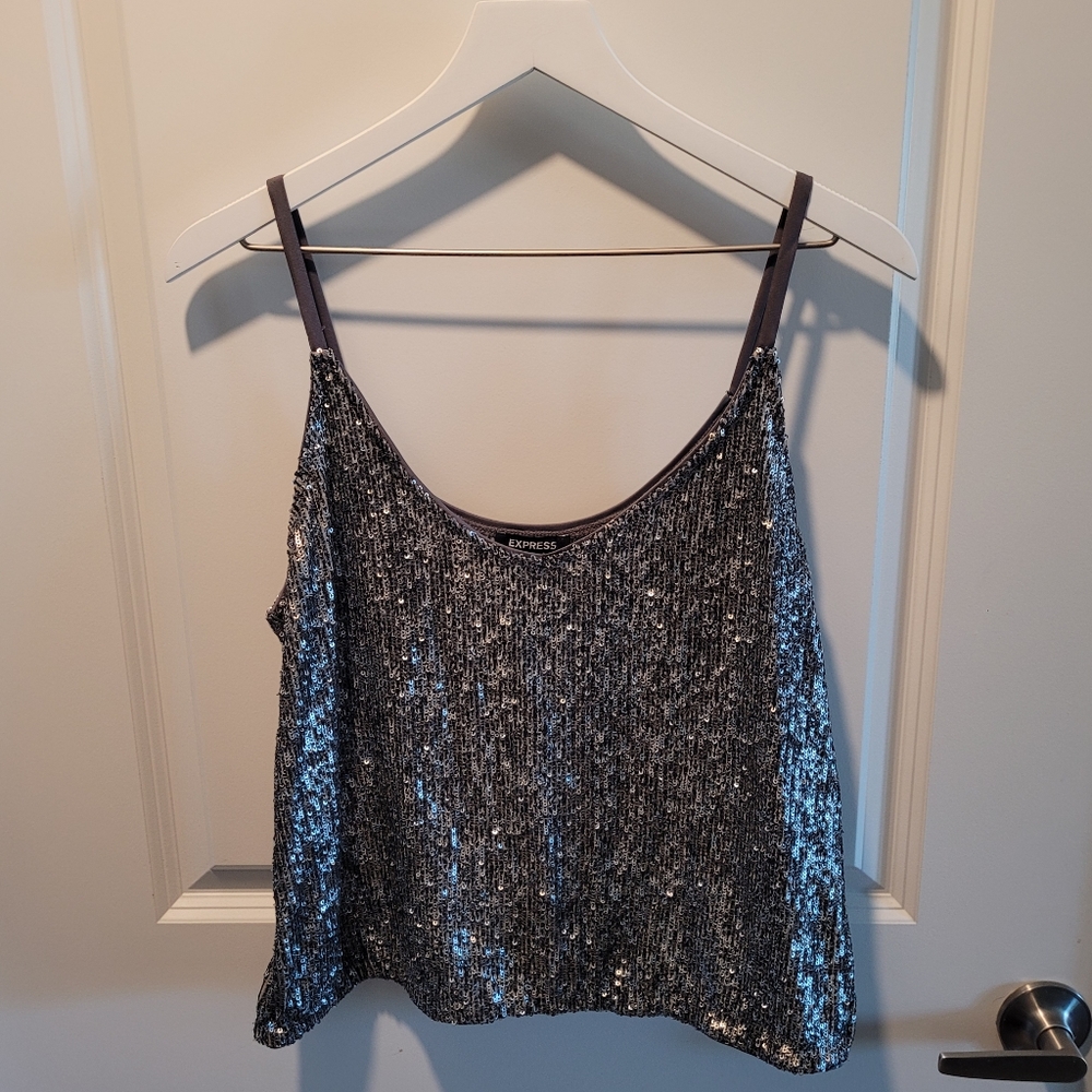 Express Sequin dressy tank top